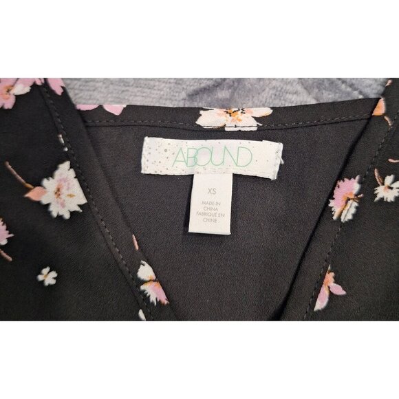 NWT Abound Black Floral Spaghetti Strap Flowy Tank Top Camisole/Sz. XS - Picture 5 of 7